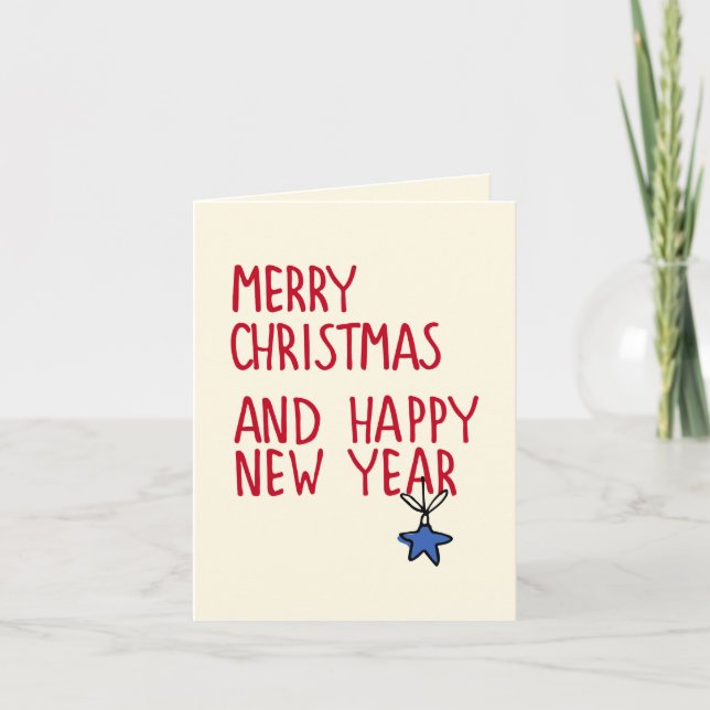 Glad jul Gott nytt år Typografi Anteckningskort (Framsida)