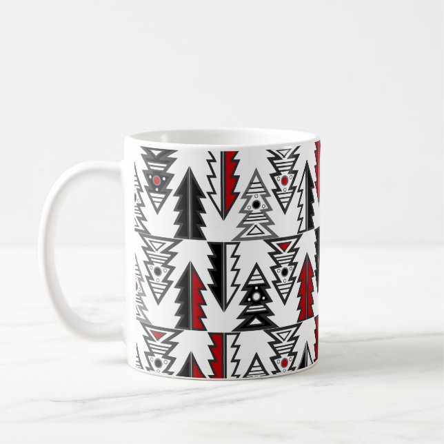 Glad jul gran abstrakt modern geometrisk o kaffemugg (Vänster)