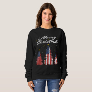 Glad jul gran amerikansk flagga t shirt