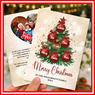 Glad Jul Gran Anpassad GÅVA Familjenamn Julkort