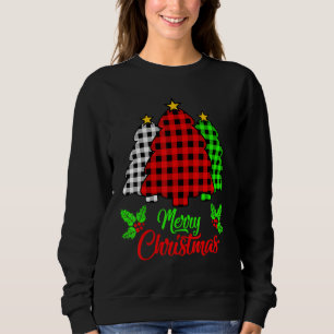 Glad jul Gran Buffalo Rutigt Rött Vitt Grönt T Shirt