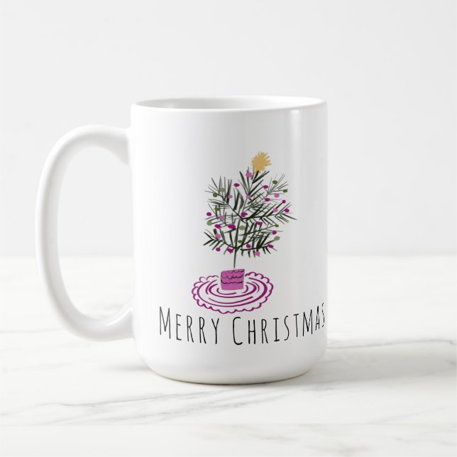 Glad jul Gran Doodle Konst  Kaffemugg (Vänster)
