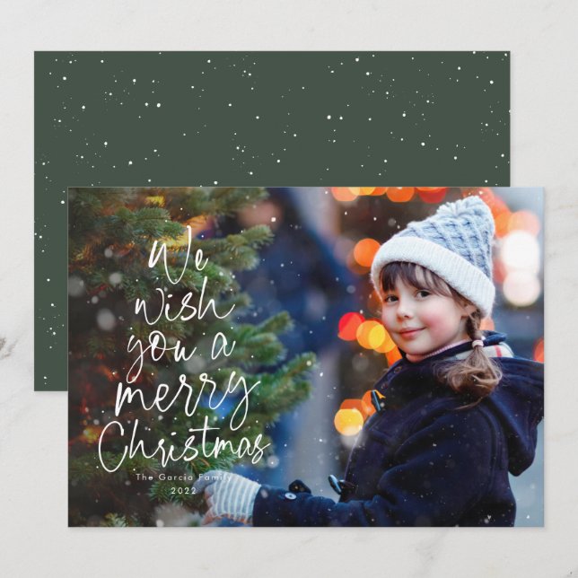 Glad jul gran en bild söt typ grön julkort (Fram/baksida)