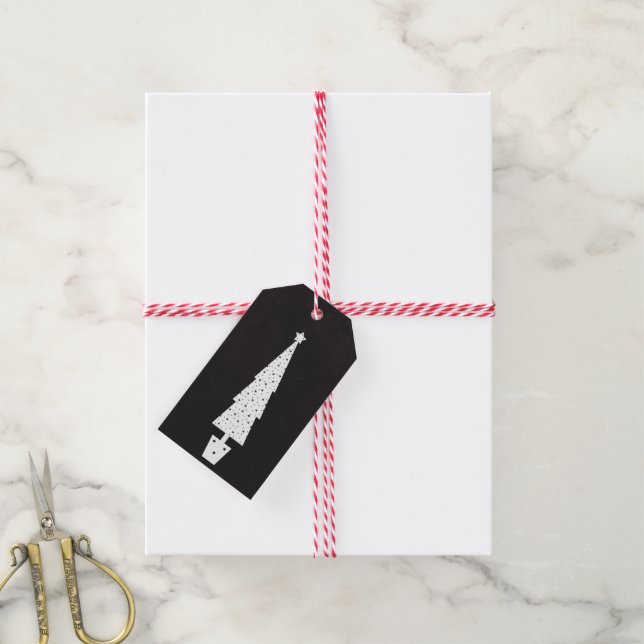 Glad jul Gran Falsk Krittavla Struktur Presentetikett (Med Snöre)
