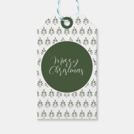 Glad Jul Gran Mönster Tallgrön Presentetikett