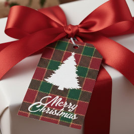 Glad jul Gran Röd & Grön Tartan Till Från Presentetikett