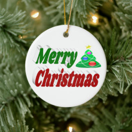 Glad jul Gran röd grön typografi Julgransprydnad Keramik