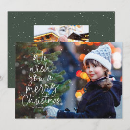 Glad jul gran söt typ grön två foto julkort