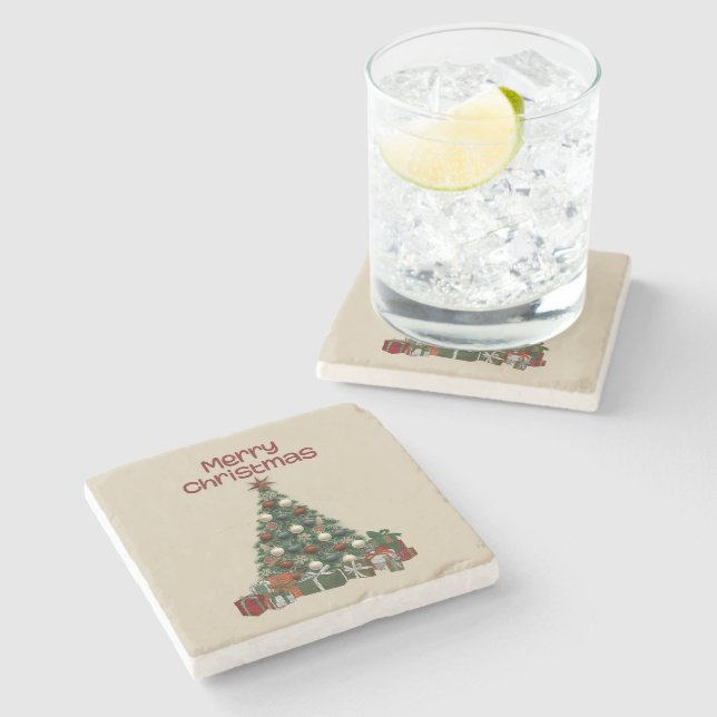 Glad jul gran stencooler stenunderlägg (Sidan)