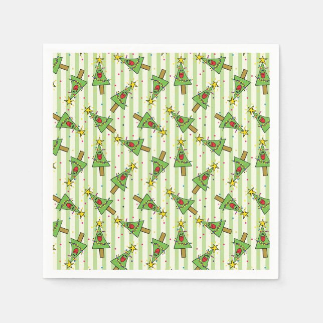 Glad jul gran sträng av lampor ornament pappersservett (Framsidan)