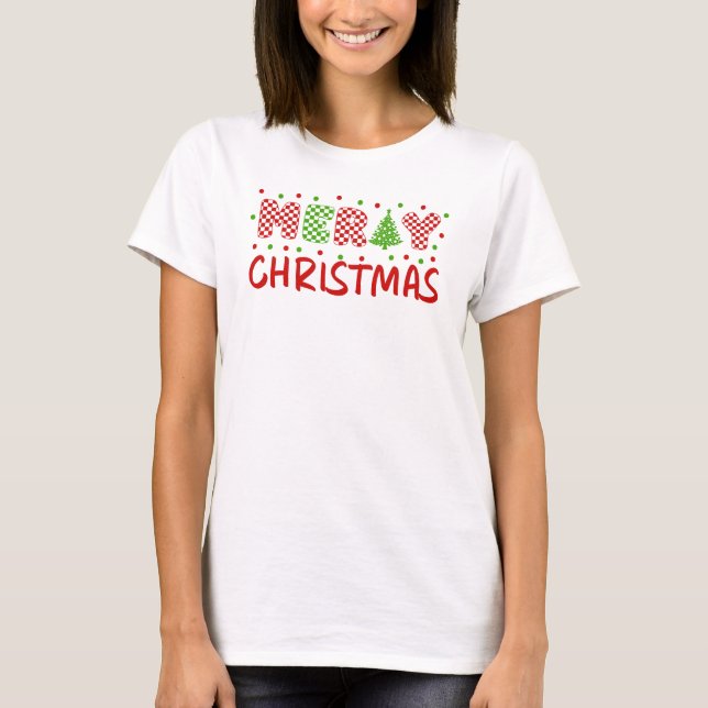 Glad jul Gran  T Shirt (Framsida)
