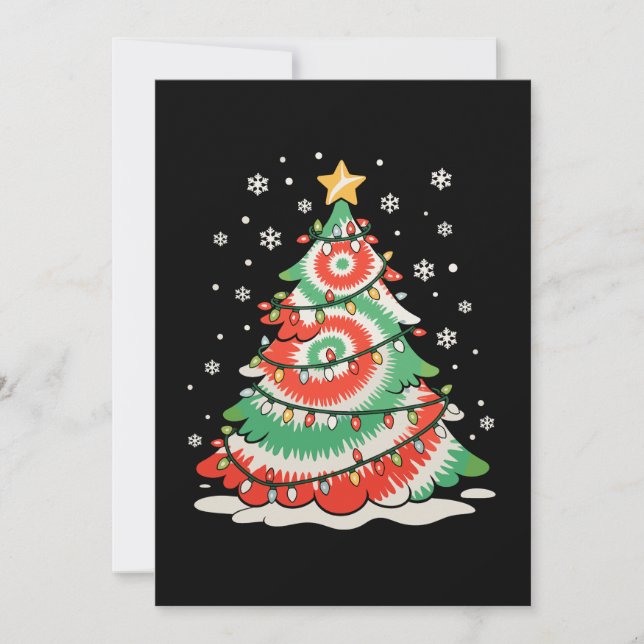 Glad jul Gran Tie Dye Xmas Retro Vibes Inbjudningar (Framsida)