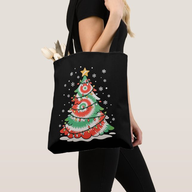 Glad jul Gran Tie Dye Xmas Retro Vibes Tygkasse (Närbild)