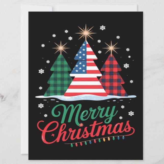 Glad jul Gran US Flagga Tomte Nödvändig (Framsida)
