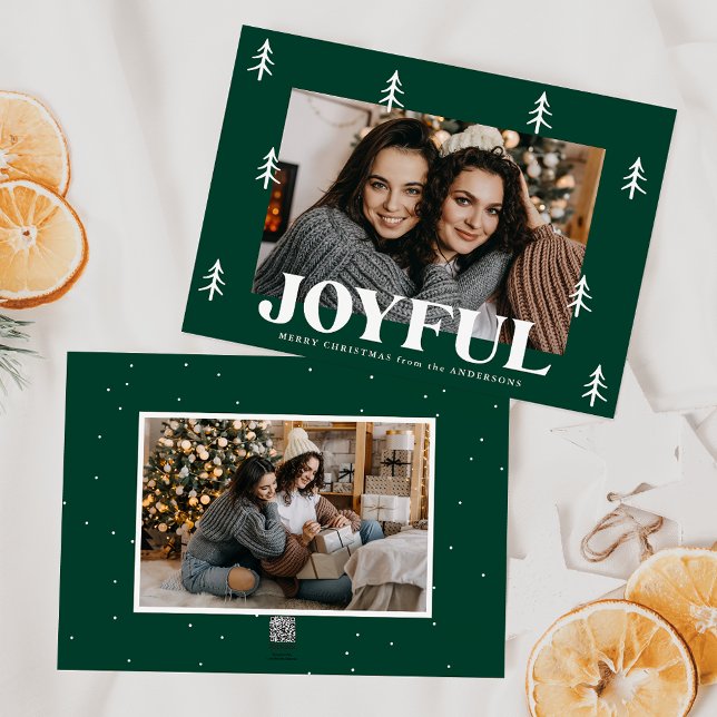 Glad jul Granar Grön 2 Foto Julkort (Skapare uppladdad)