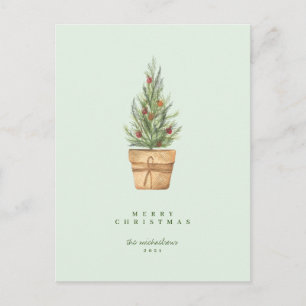 GLAD JUL Green Christmas Tree Postcard Vykort