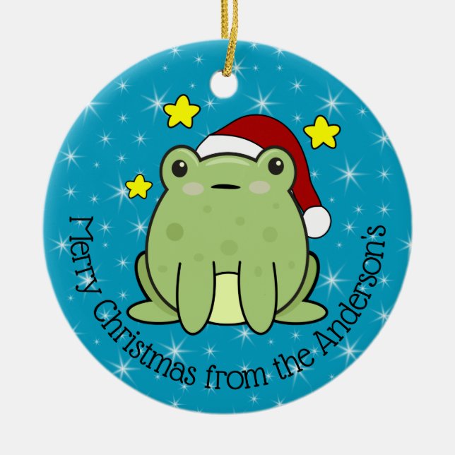 Glad jul Groda Personlig  Julgransprydnad Keramik (Framsidan)