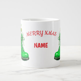 Glad jul Grön Festlig Stövel Jumbo Mugg