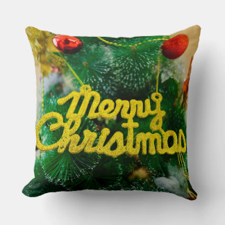 Glad jul Grön Glitter Julgran Holid Kudde