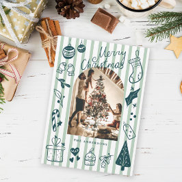 Glad jul Grön Handritad Favoritsaker Julkort