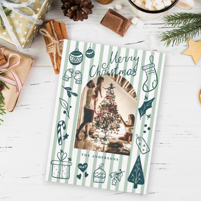 Glad jul Grön Handritad Favoritsaker Julkort (Skapare uppladdad)