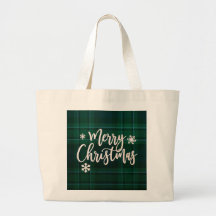 Glad jul grön rutig tote