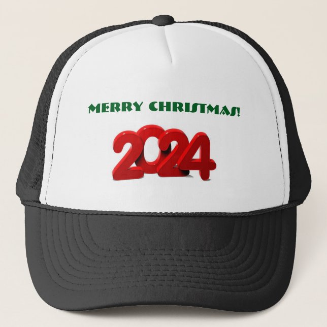 Glad jul Grön text 2024 Röd text Stilig Keps (Framsida)