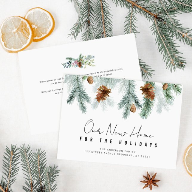 glad jul grönska flyttmeddelande kort (Skapare uppladdad)