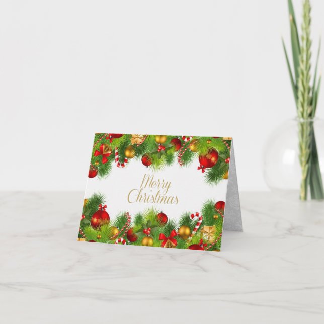 Glad jul Grönskande Viklad Lyckönskningskort Kort (Framsida)