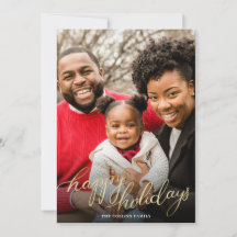 Glad jul guld enkel foto jullkort