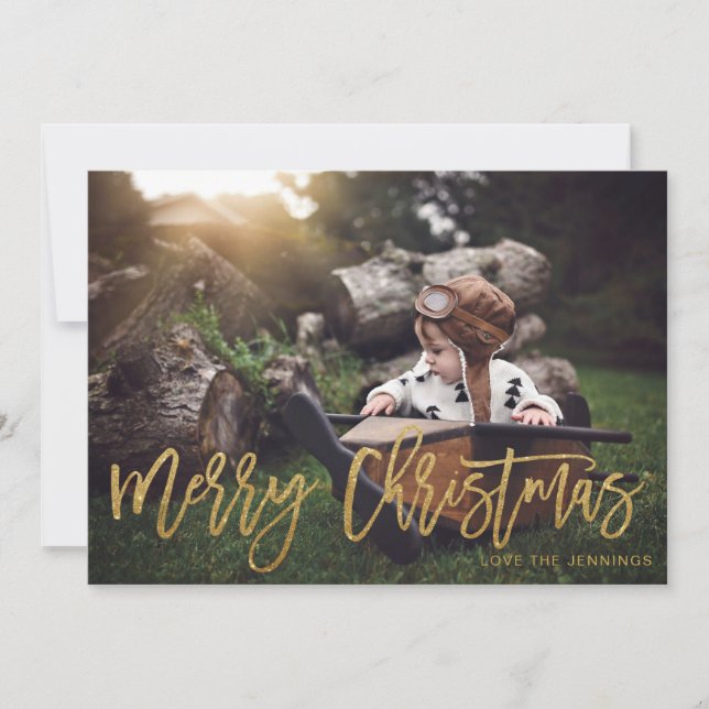 Glad jul Guld Glitter Skrift Foto (Framsida)