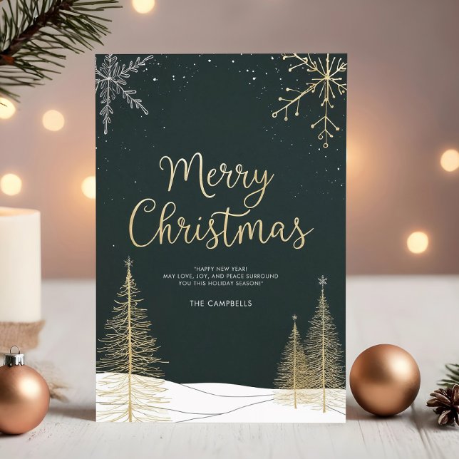 Glad jul Guld Kalligrafisk Högtidskort Julkort (Skapare uppladdad)