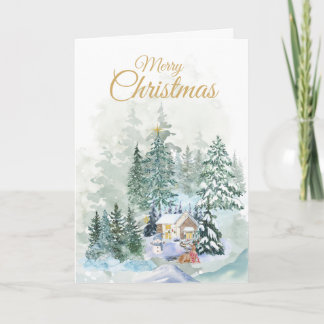 Glad jul hälsning | Minimal | Akvarell Helgkort