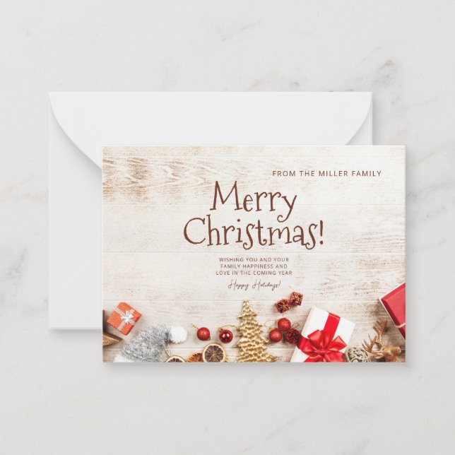 Glad jul hälsningskort, minimalistisk högtid  anteckningskort (Framsida)