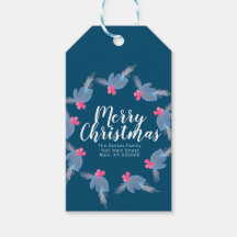 Glad jul Hand vattenfärg Blå julstjärna