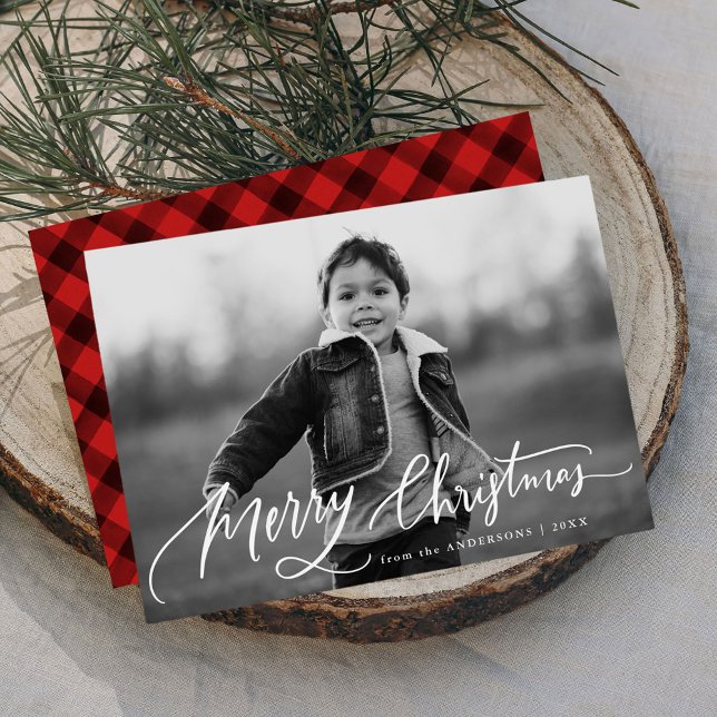 Glad jul Handletterad skript överläggsfoto Julkort (Skapare uppladdad)