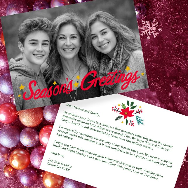 GLAD JUL Handritad EGEN FOTO  Julkort (SEASONS GREETINGS Hand-Drawn CUSTOM PHOTO Holiday Card
)