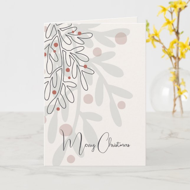 Glad jul handritad mistel  kort (Gul blomma)