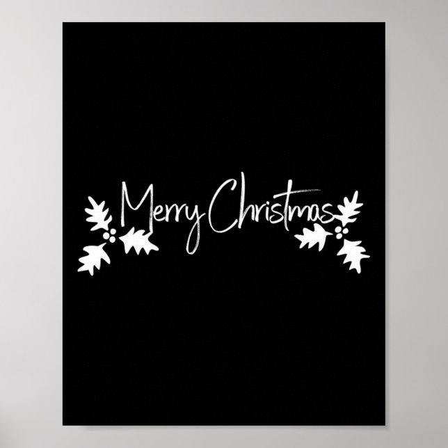 Glad jul Handskriftsskrift Med Holly  Poster (Framsidan)