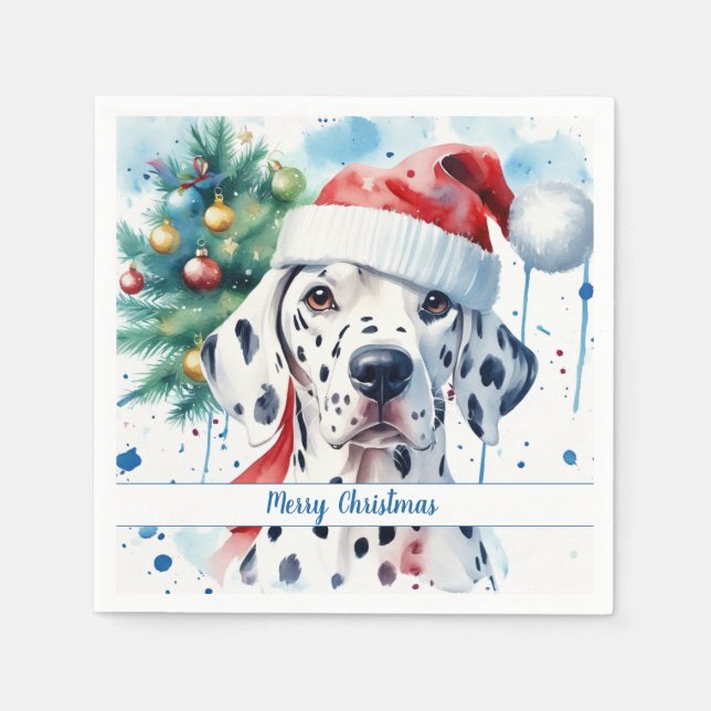 Glad jul-hatt Festiv Dalmatiner -   Pappersservett (Framsidan)
