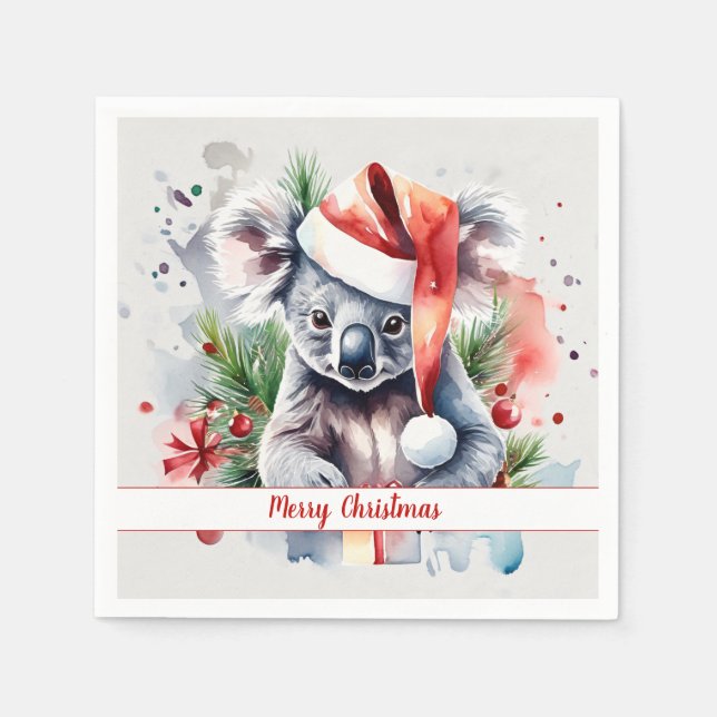 Glad jul hatt Festiv Koala -   Pappersservett (Framsidan)