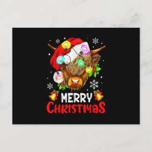 Glad jul Highland Cow Western Santa hatt Xma Helg Vykort