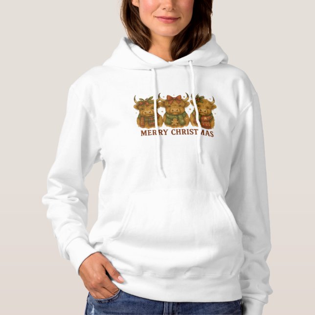 Glad jul Highland Ko Trio T Shirt (Framsida)