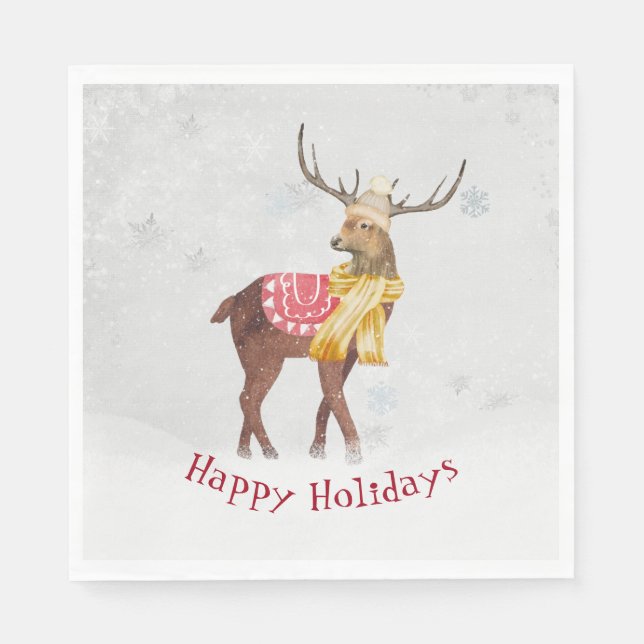 Glad jul Hirsch i snö Pappersservett (Framsidan)