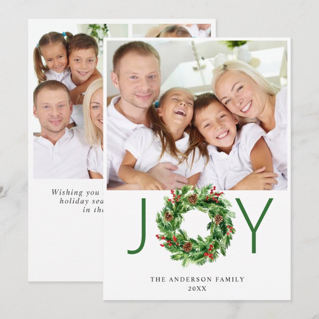 Glad jul högt grankrans 4 FOTO Vykort (Fram/baksida)