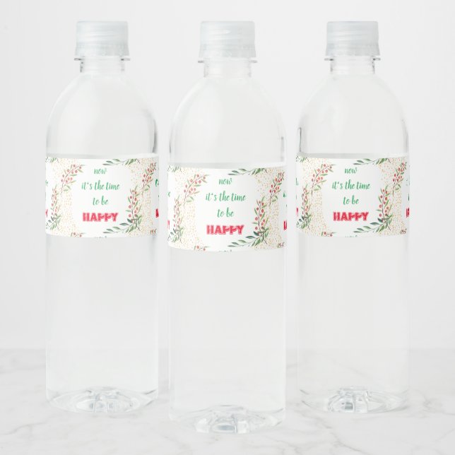 Glad jul Högtidlig presentdesign Vattenflaska Etikett (Flaskor)