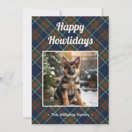 Glad Jul Hund Blå Rutig Jul Julkort