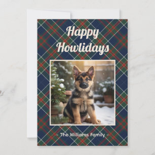 Glad Jul Hund Blå Rutig Jul Julkort