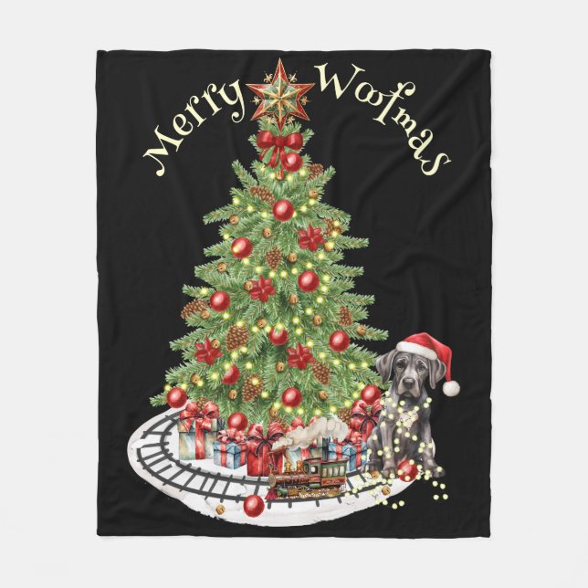 Glad Jul Hund Design - Grand danois Fleecefilt (Framsidan)