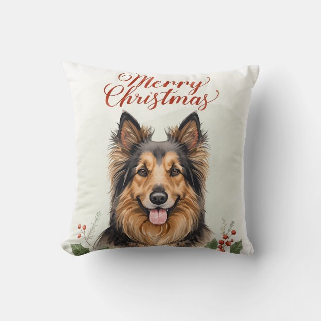 Glad jul Hund Festiv dagbordsfilt  Kudde (Framsida)